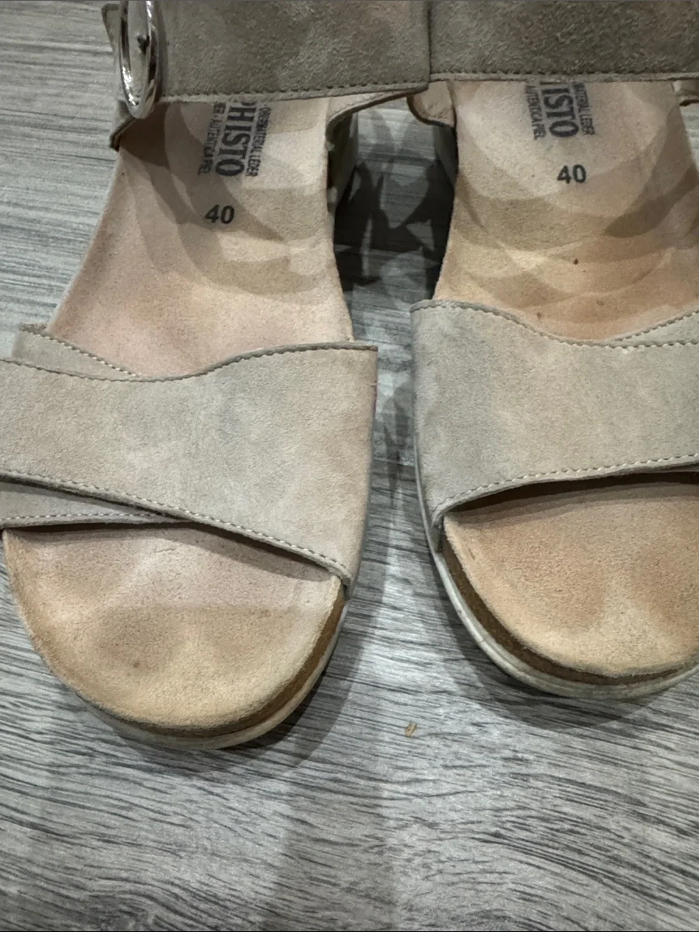 Mephisto Women’s Oriana Beige Suede Comfort Sandals with Buckle
